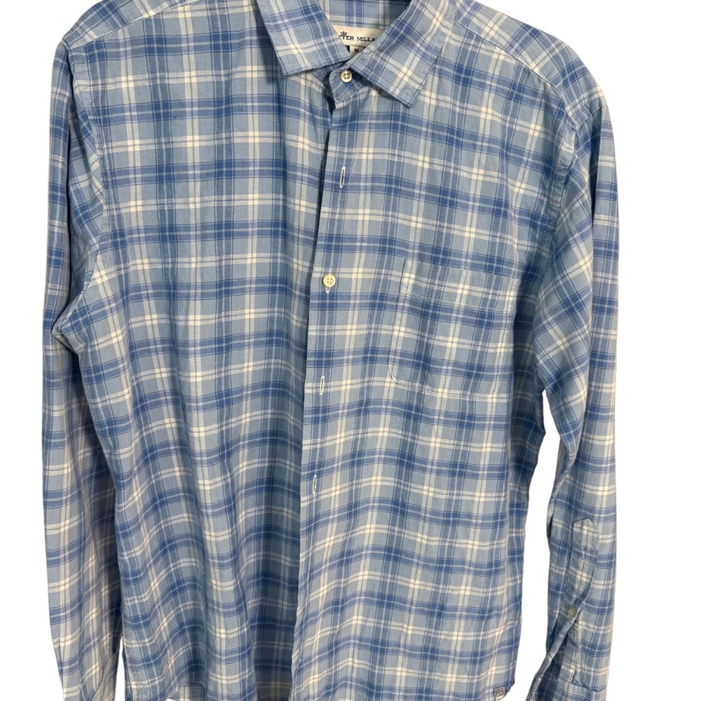 Peter Millar Blue and White Casual Button Down Shirt